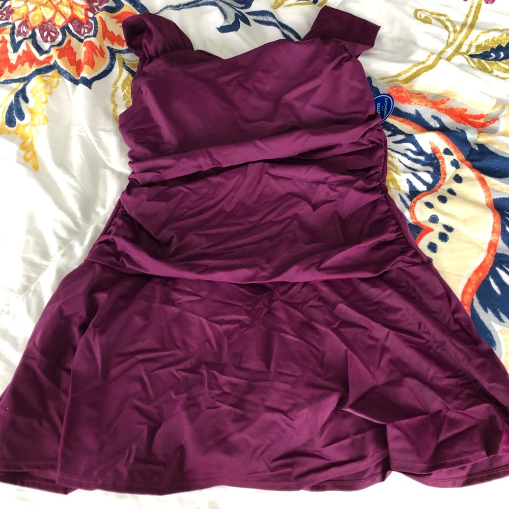 NWT purple pin up style swim dress.  Size 18